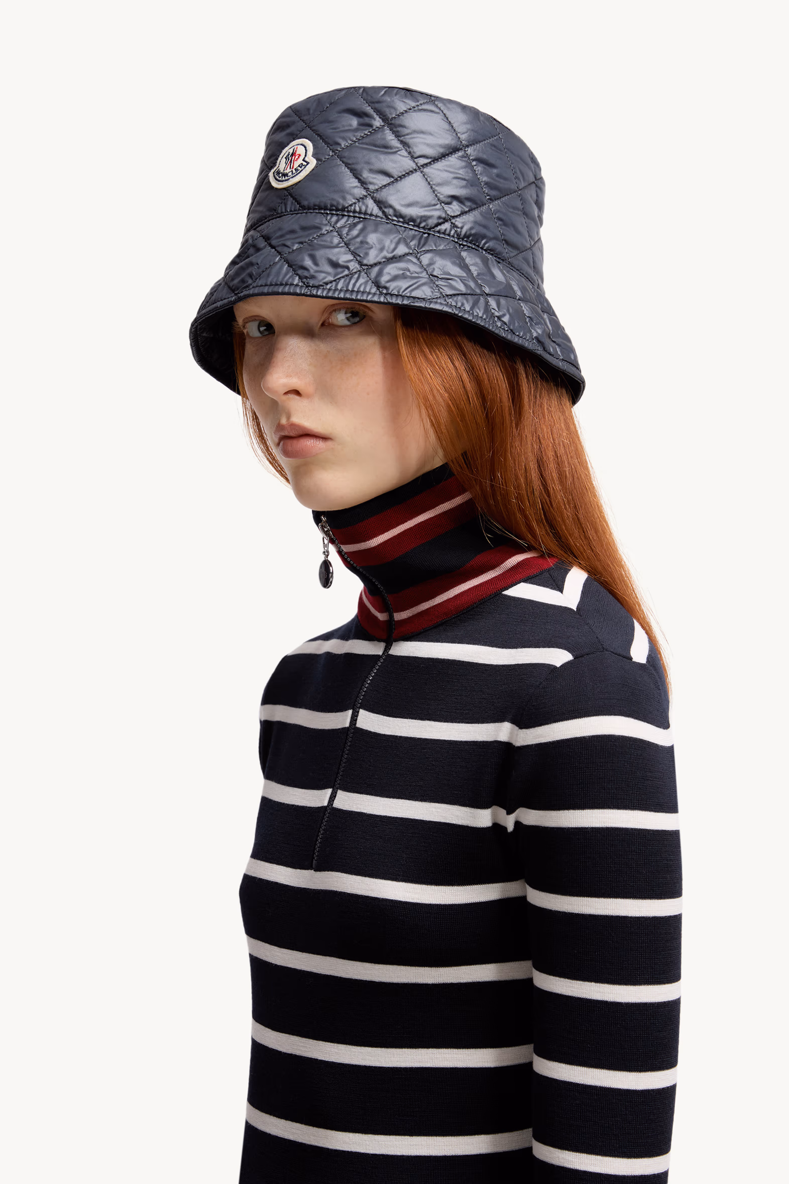 Striped Wool Turtleneck Sweater Women Blue & White Moncler 4